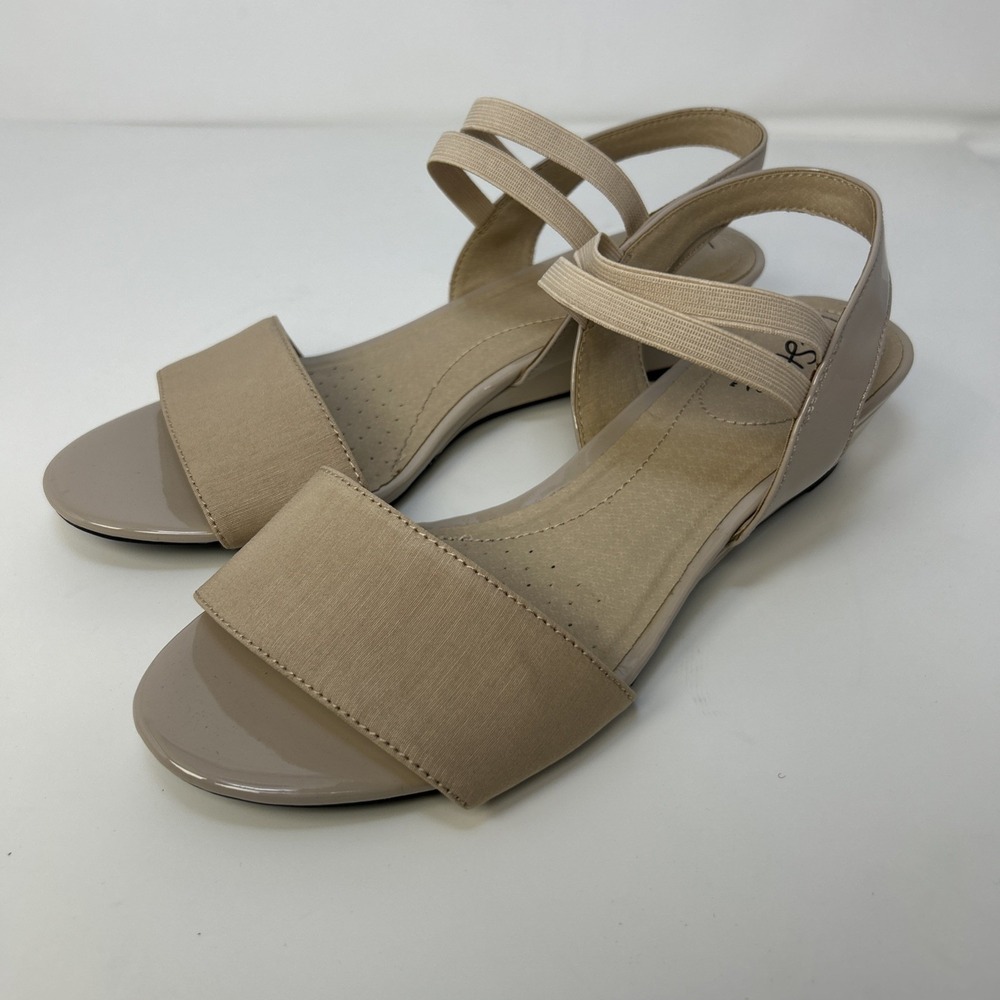 LifeStride Yolo Women's Wedge Sandal Size 9.5 M Taupe Strappy NIB New In Box
